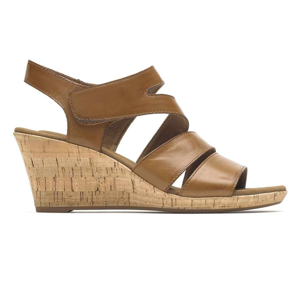 Sandálias Rockport Mulher Marrom - Briah Strappy Wedge Comfort - 36921QKPI